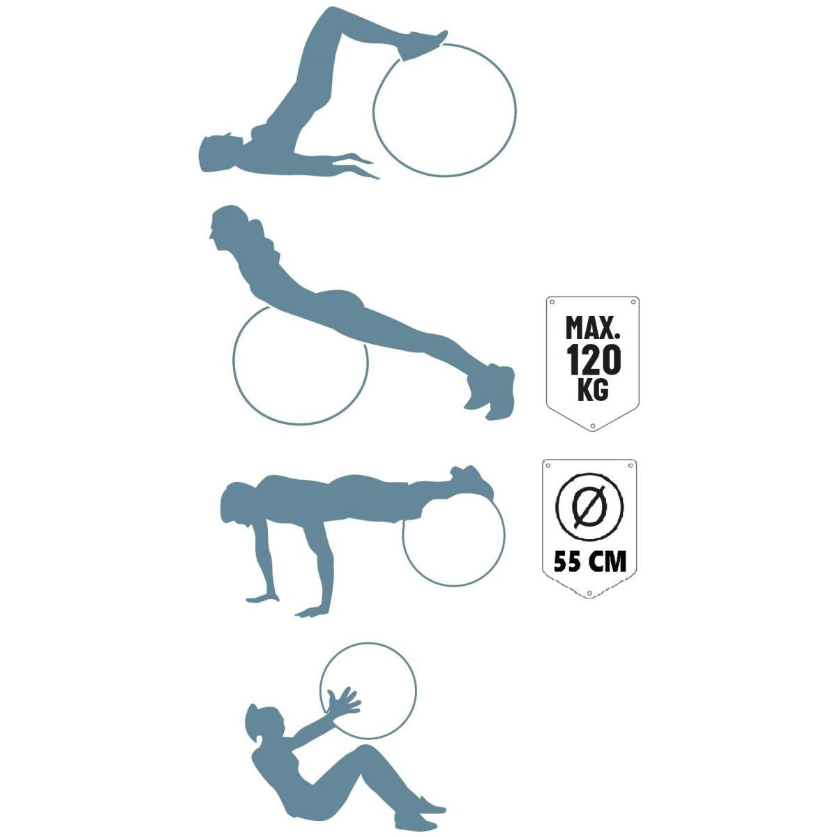 PIŁKA FITNESS 55CM NIEBIESKA UMBRO