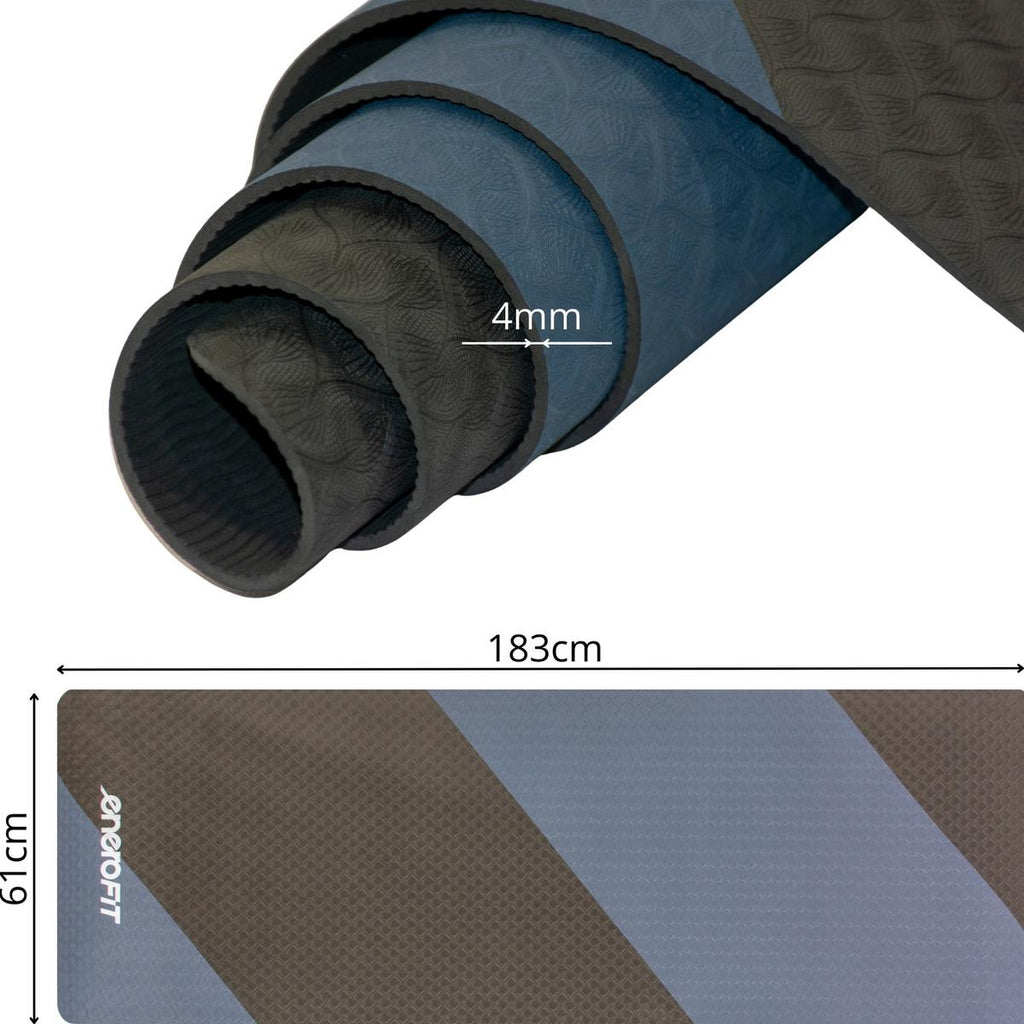 MATA DO JOGI I FITNESS TPE ANTYPOŚLIZGOWA CZARNO-NIEBIESKA ENERO FIT